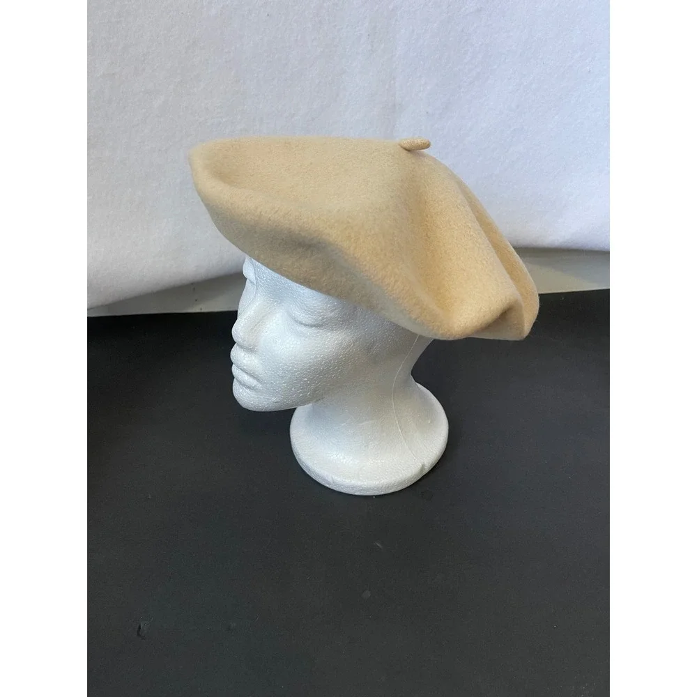 Tan Beige 100% Wool French Beret Hat JH-001 Size L Classic Parisian Style